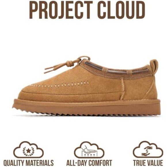 ⚡Women Chestnut Suede Leather Fleece Lining Memory Foam Cushion Slip On Slipper - Picture 4 of 5